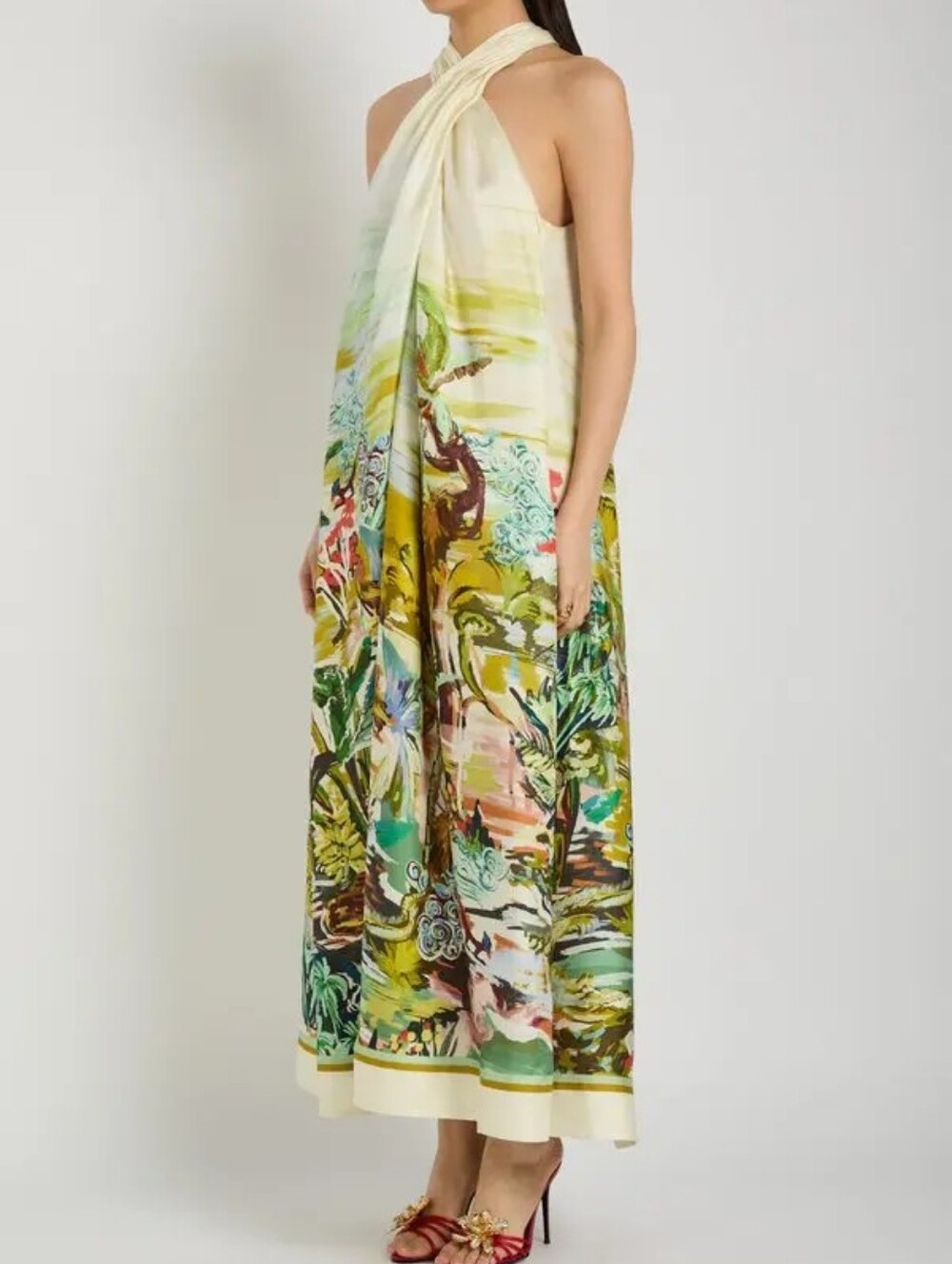ALEMAIS jungle boogie printed halterneck silk maxi dress - Picture 2 of 14